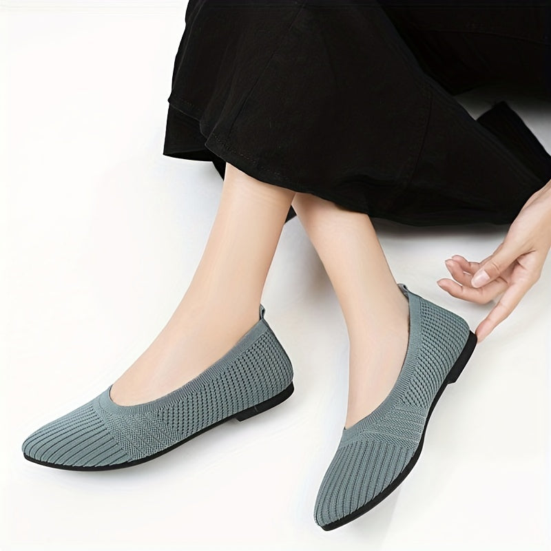 Women's Slip On Woven Flat Shoes Round Toe Breathable Casual Outdoor Shoes