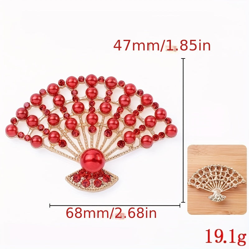 Chinese Style Pearl Folding Fan Hair Accessories