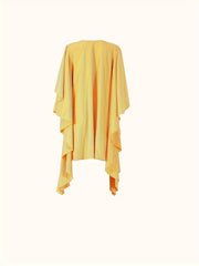 Solid Batwing Sleeve Oversized Asymmetrical Midi Dress