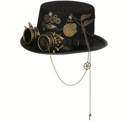 Heavy Metal Chain Steampunk Hat Gothic Noble Skull Rivet Goggles