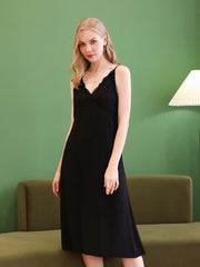 Women's Lace Trim Soft Lounge Dress