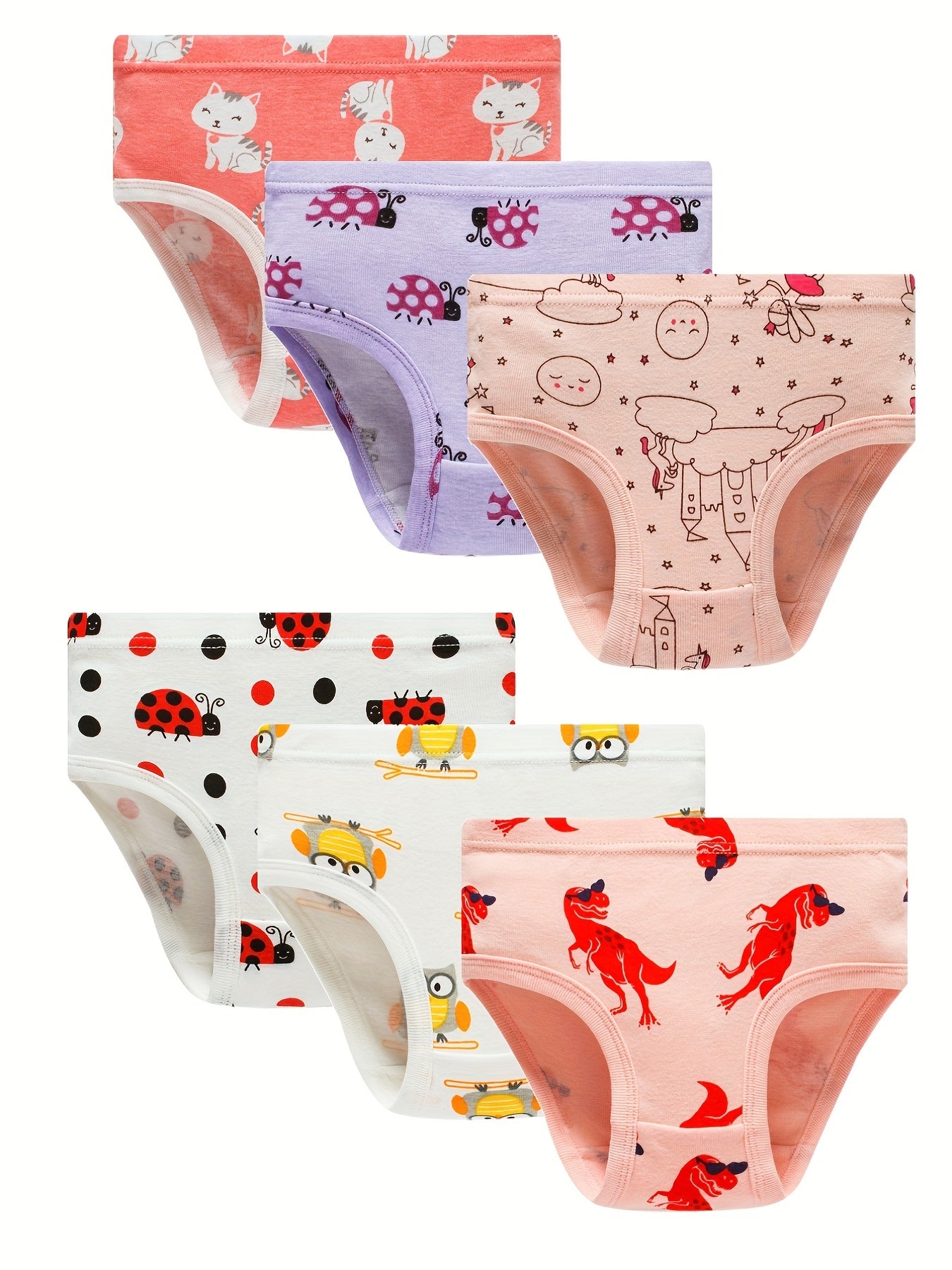 6pcs Baby Soft Cotton Underwear Little Girls'Briefs Toddler Panties