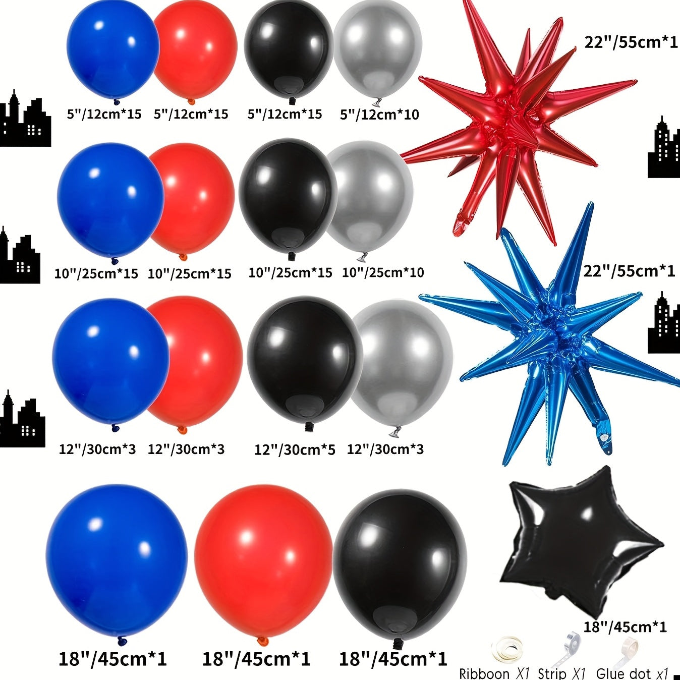 133pcs Red Balloons Garland Arch Kit Spider Theme Birthday Party