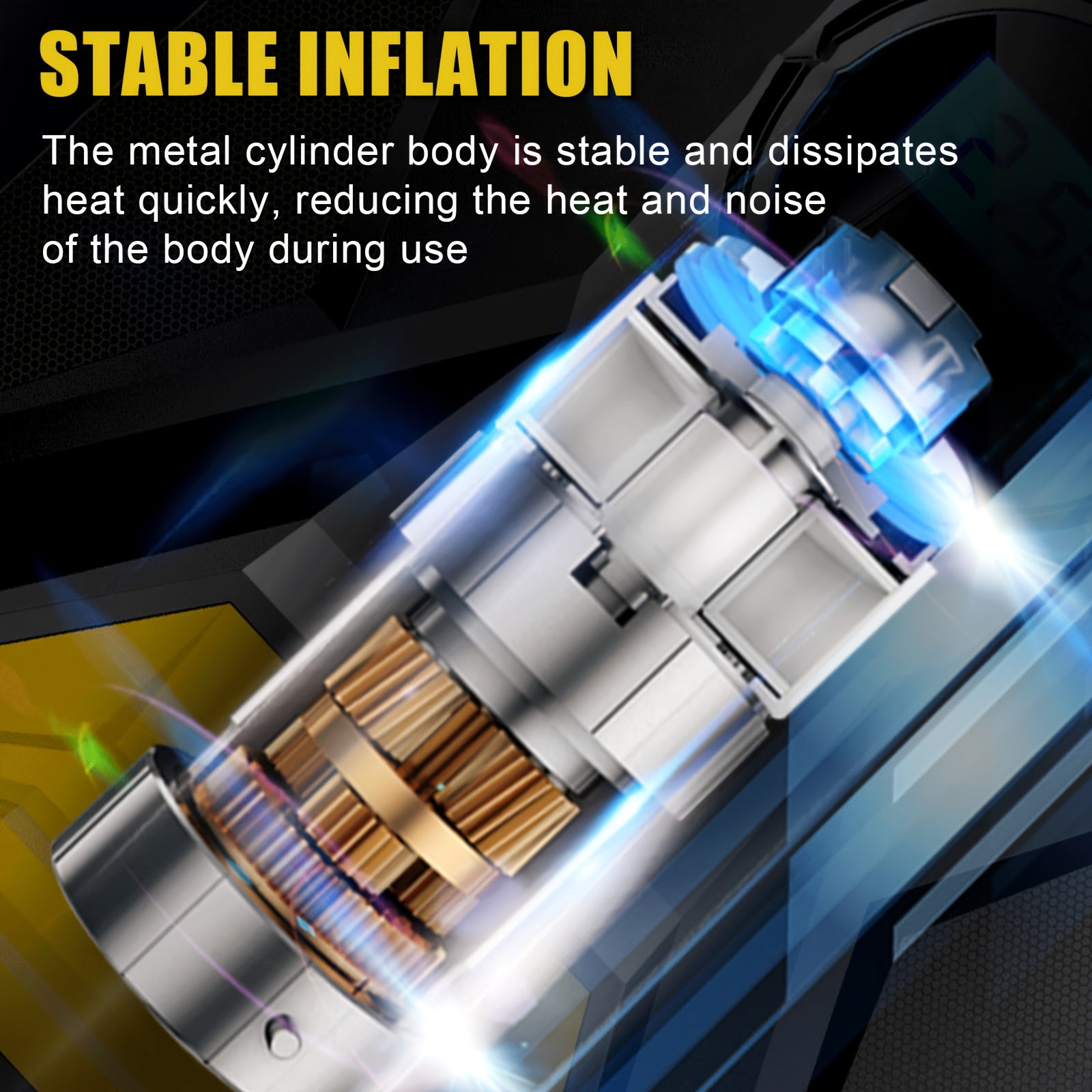 Portable Car Tire Inflator Air Compressor 12V 150PS Auto Pump LED Light