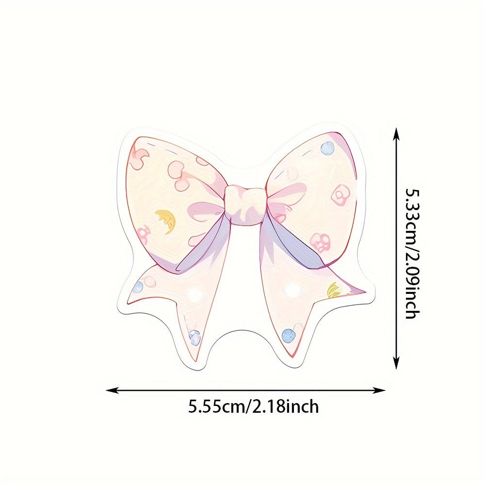 50pcs Cartoon Bow Decorative Stickers Waterproof DIY