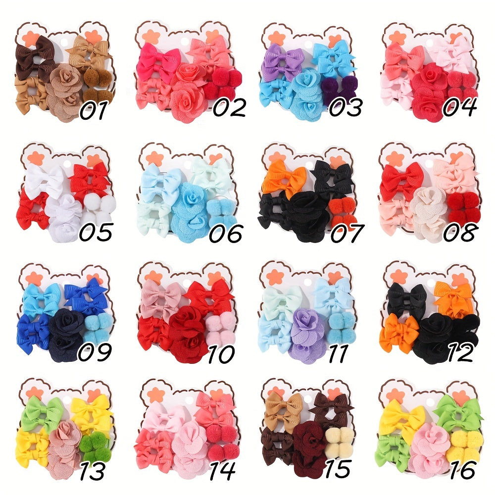 10pcs Bowknot Ball Flowers Hair Ties - Ponytail Floral Touch