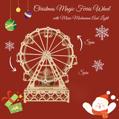 3D Wooden Ferris Wheel Music Box Puzzle - Creative Rotating Ferris Wheel