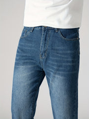 Mens Regular Washed Denim Pants Casual Street Style All Match Jeans