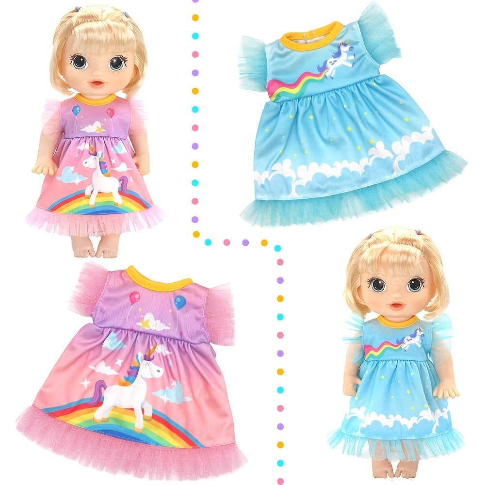 Pink Doll Clothes Set for 12" Dolls with Reusable Toy