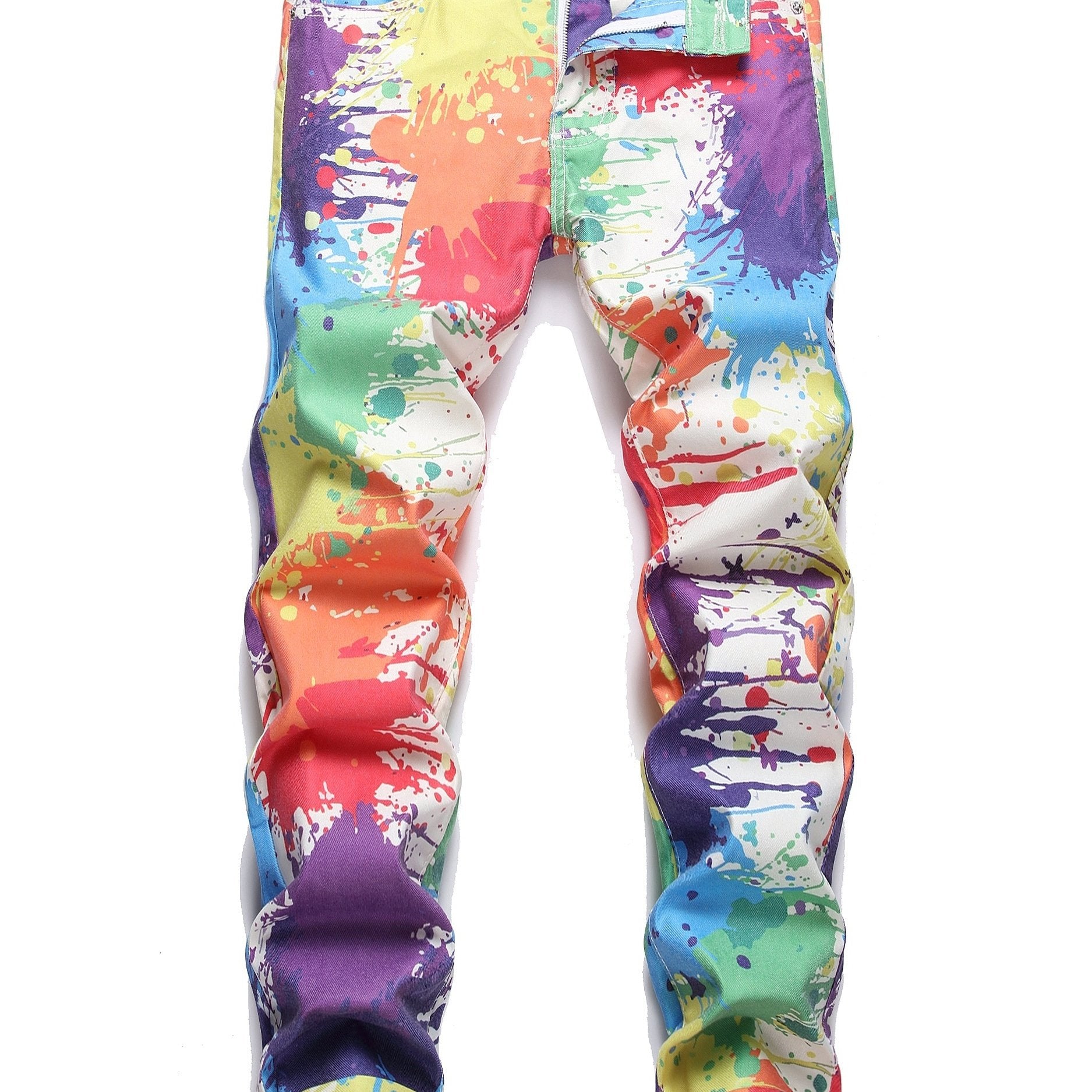 Paint Splash Cotton Slim Fit Jeans Men's Casual Street Style Denim Pants