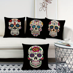 Funny Flower Skull Throw Pillow Covers