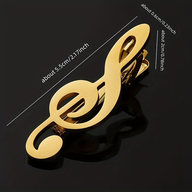 Titanium Steel Music Notes Guitar Tie Clip