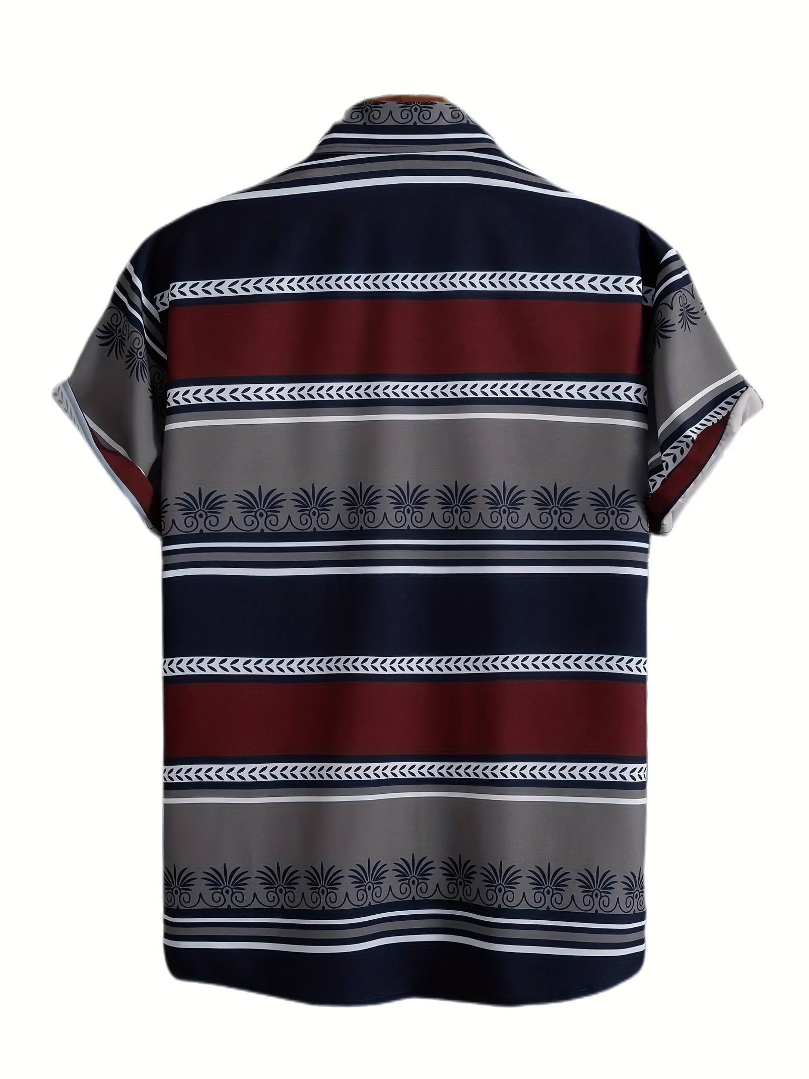 Block Print Men s Casual Short Sleeve Shirt for Summer Vacation