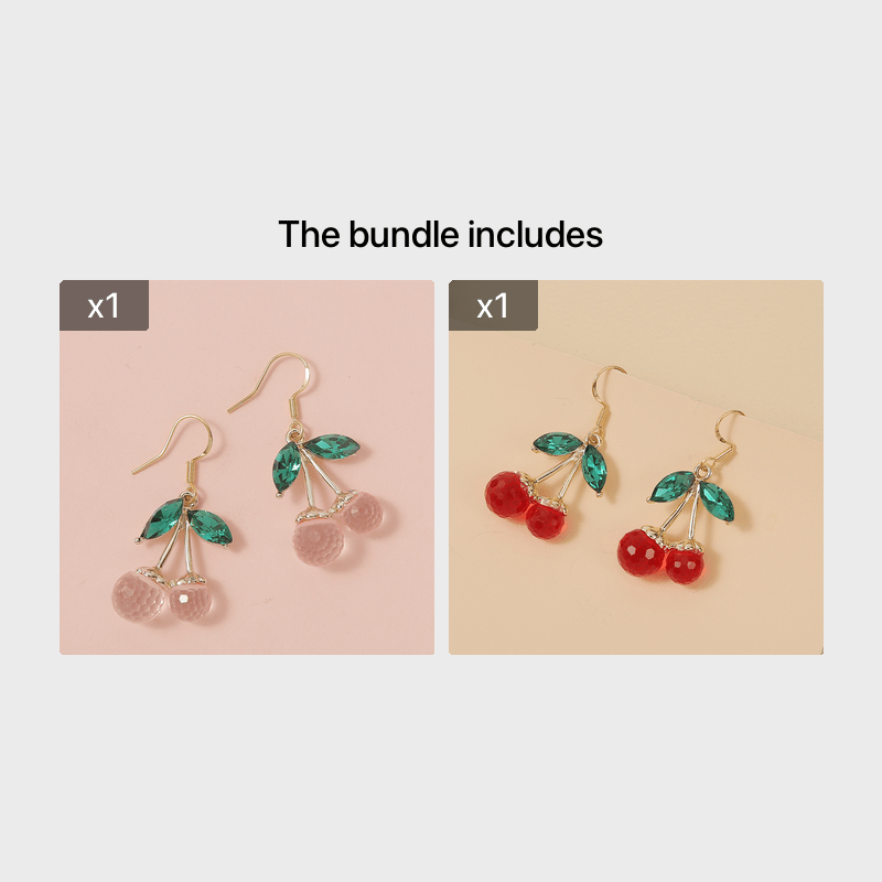 Red Crystal Cherry Drop Dangle Earrings Women's Jewelry Gift