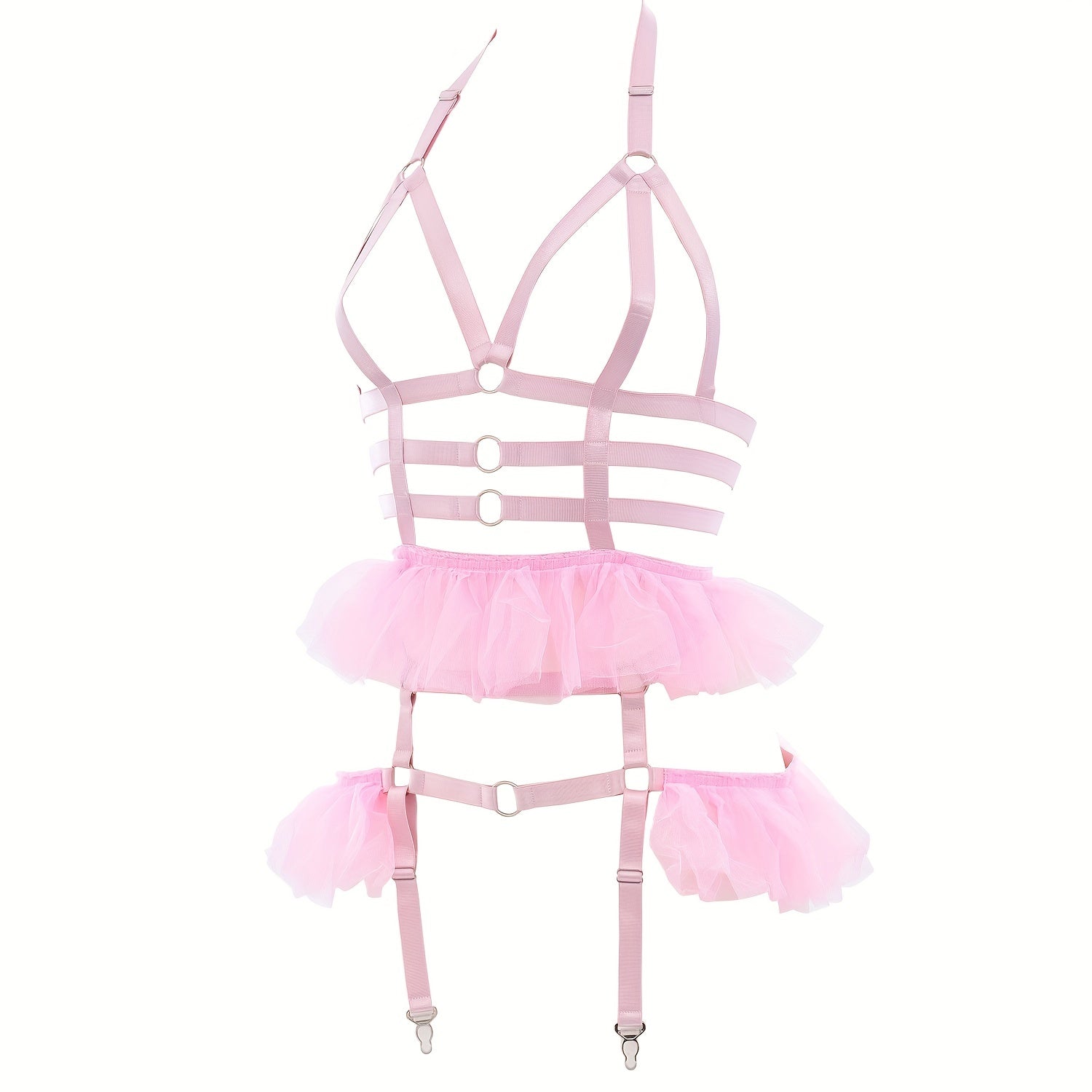 Women's Hollow Out Lace Mesh Halter Body Harness Belt
