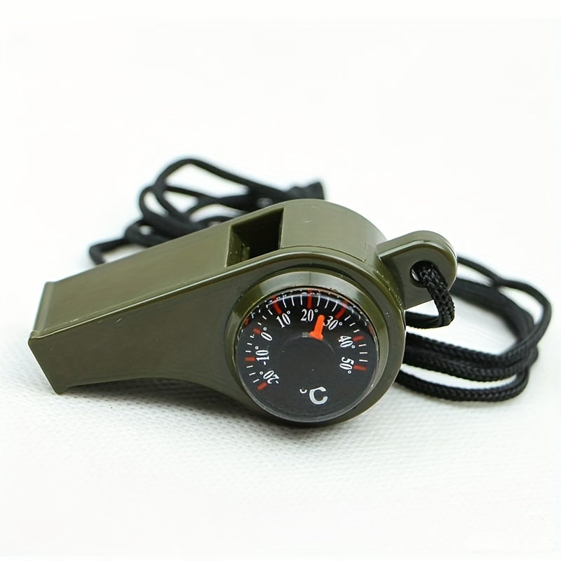 3-in-1 Emergency Whistle with Compass Thermometer