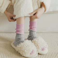 5 Pairs Colorblock Crew Socks Women's Mid Tube Stockings