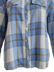 Plaid Print Button Up Long Sleeve Turn Down Collar Shacket