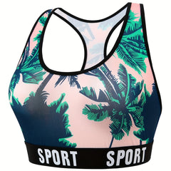 Tropical Print Racer Back Tank Bra