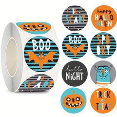 500pcs Halloween Pumpkin Stickers Tattoo Roll Self-Adhesive Decorative Stickers