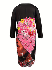 Casual Dress Women's Plus Cartoon Print Maxi Dress