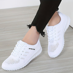 Women's Knitted Sports Shoes Lace Up Low Top Outdoor Running Shoes