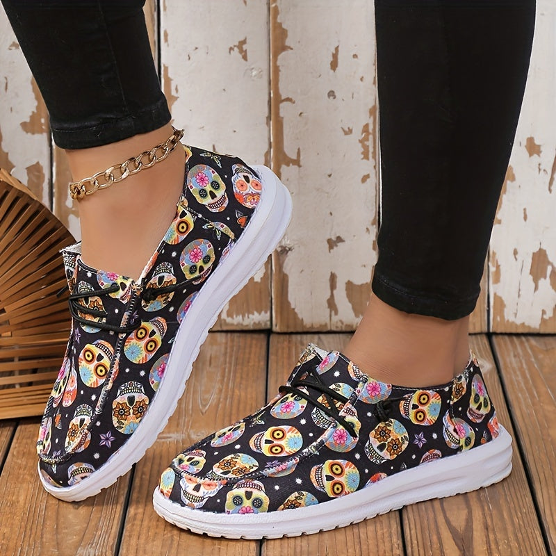 Women's Printed Canvas Shoes Casual Lace Low Top Lightweight Outdoor Sneakers