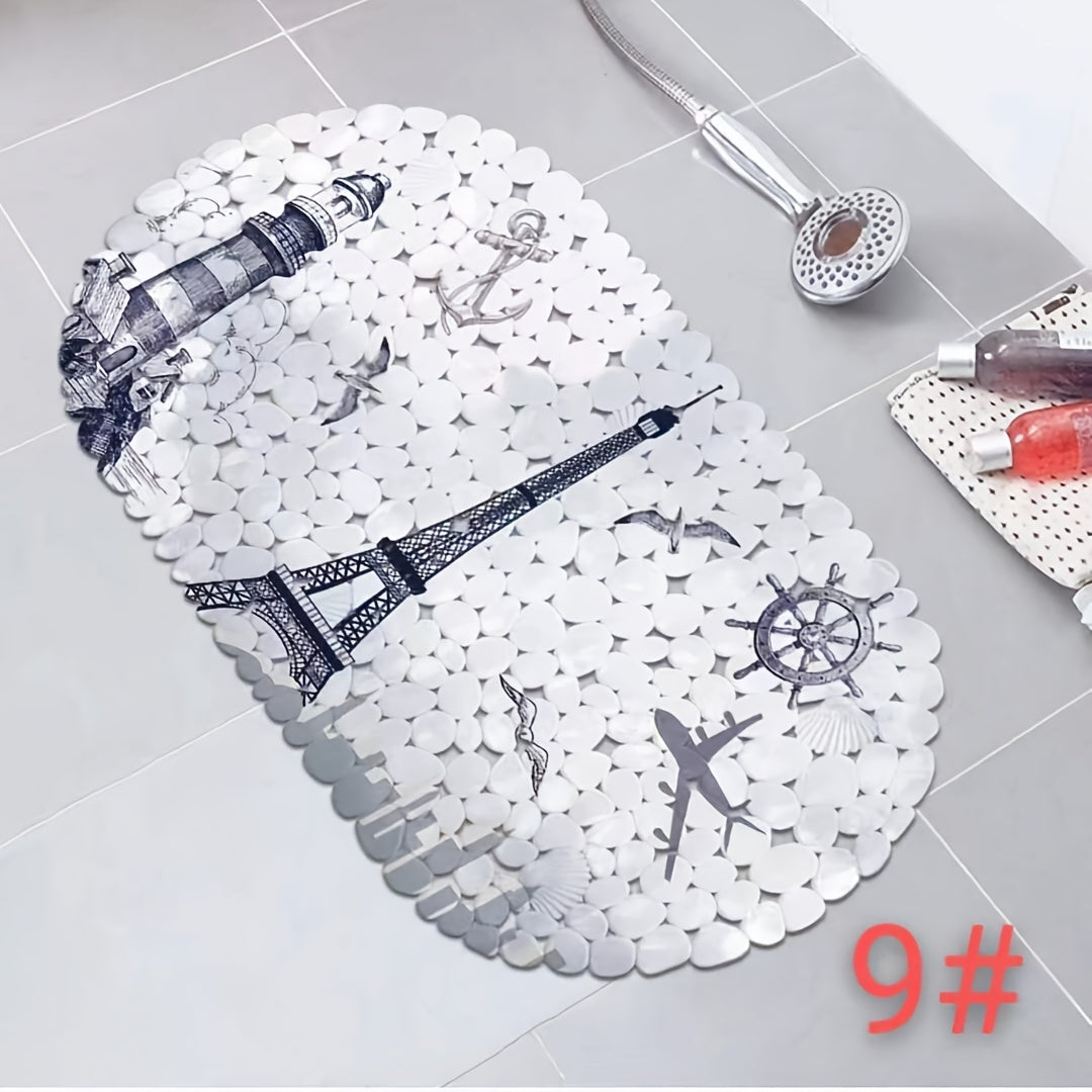 Non Slip Shower Stall Mat With Drain Holes & Suction Cups