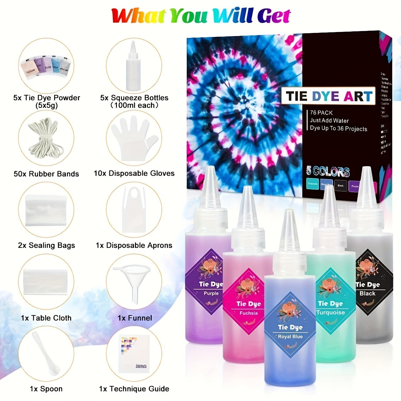 Tie Dye Set for Fabric Dyeing