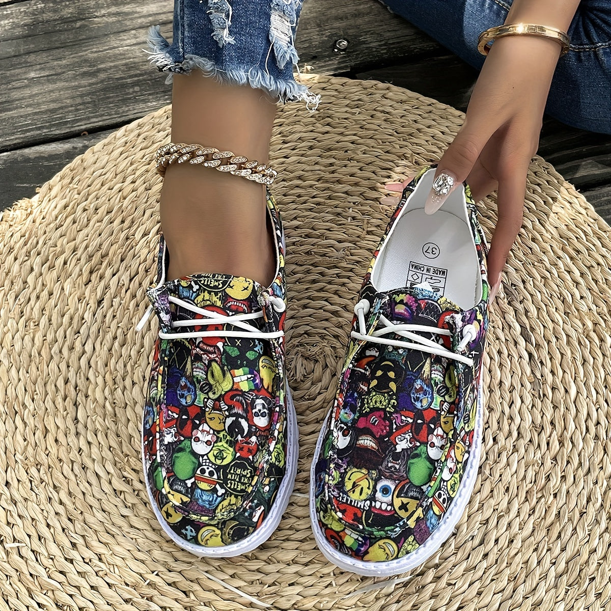 Colorful Skeleton Ghost Print Shoes Lightweight Sport Flat
