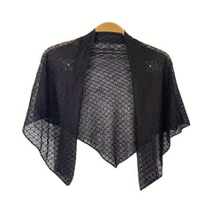 Rhinestone Decor Bowknot Shawl Triangle Scarf Solid Cape For Women