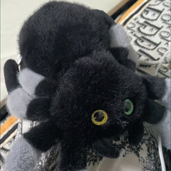 Plush Spider Toy with Colorful Eyes Soft Fluffy & Grey Body Long Legs Home Decor