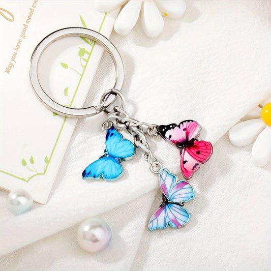 Boho Butterfly Keychain Animal Key Ring Purse Bag Charm Women Girls Gift