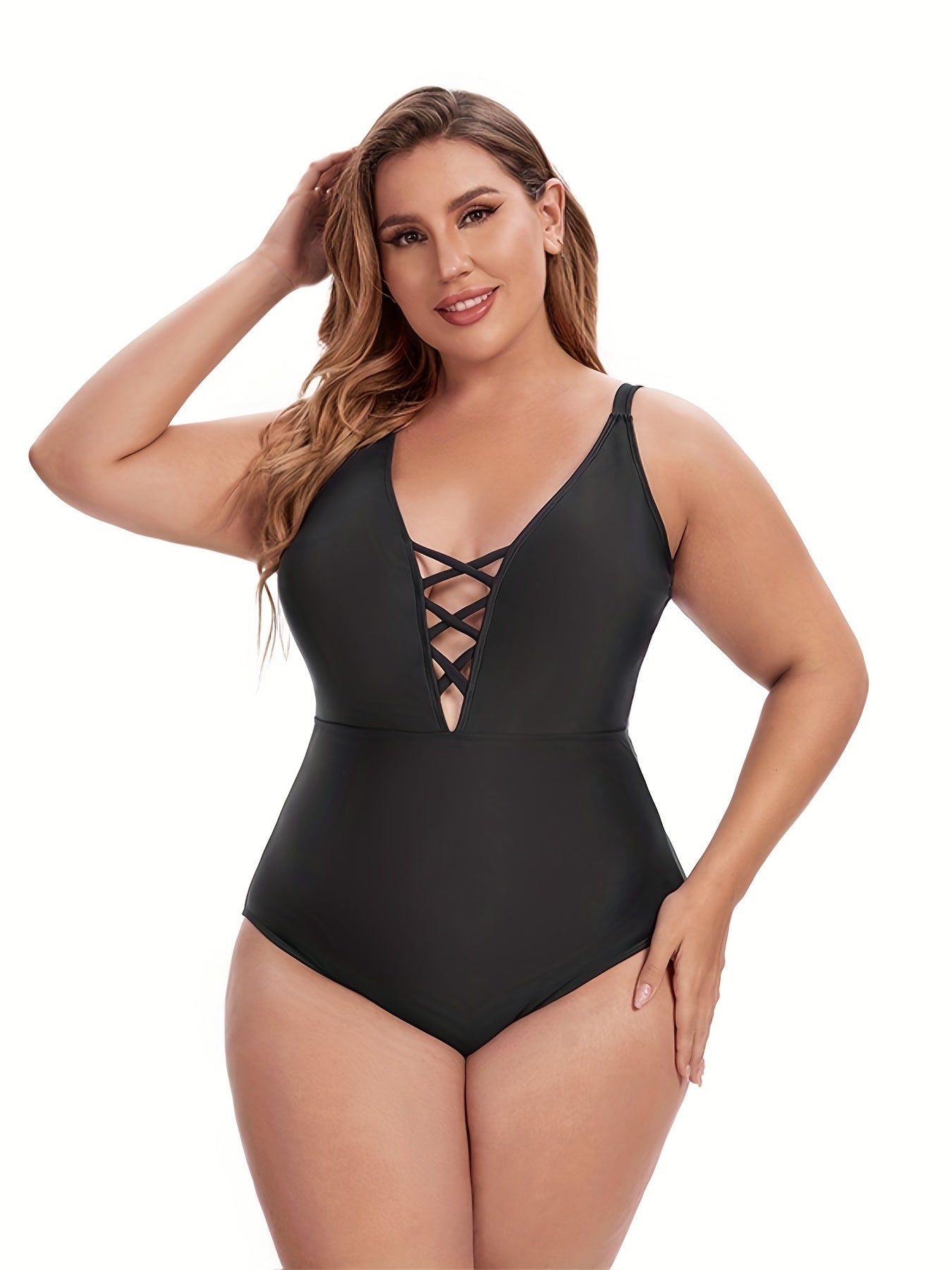 Criss Cross Cut Out One Piece Swimsuit
