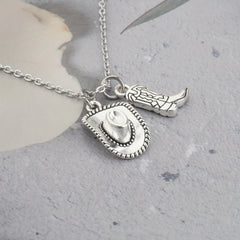 Denim Cowboy Hat Boots Retro Farm Necklace Party Jewelry Gift