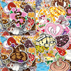 50pcs Colorful Snake Cartoon Series Stickers for Phone Laptop Helmet Skateboard