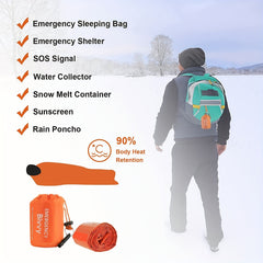 2pcs Waterproof Emergency Sleeping Blanket With Whistle 91x213cm