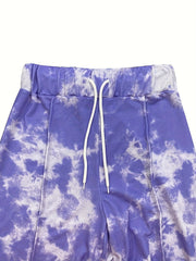 Tie Dye Two piece Set Long Sleeve Crop Top & Wide Leg Pants