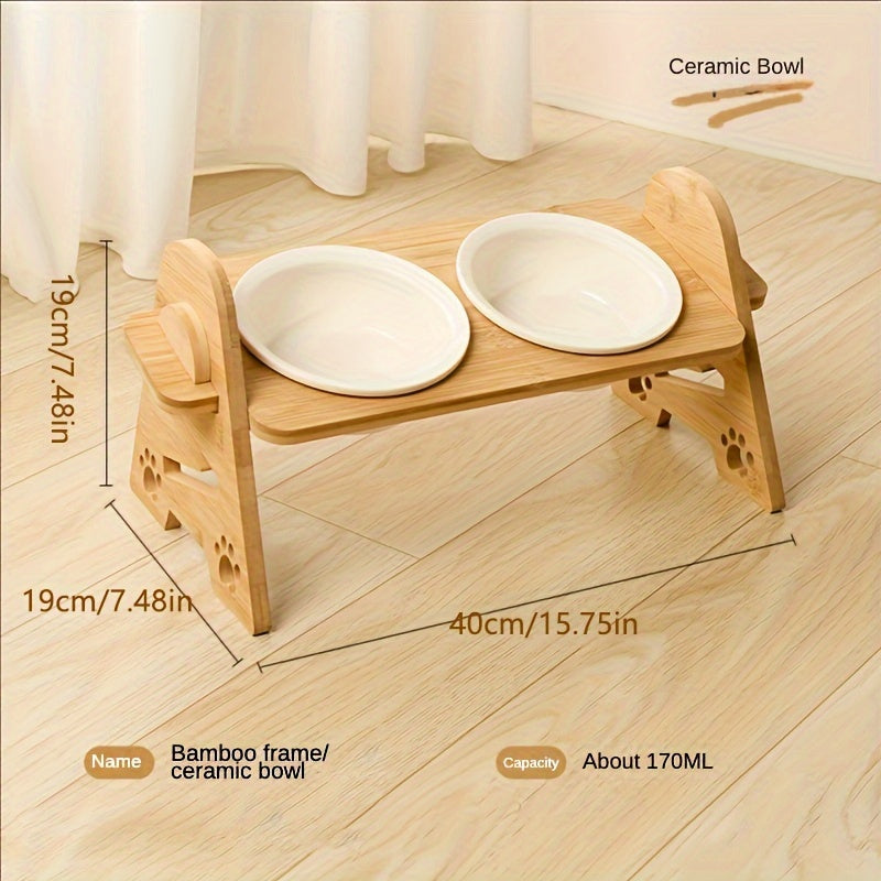 Elevated Pet Feeder Stand Stainless Steel Bowl for Dog & Cat Dining