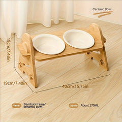 Elevated Pet Feeder Stand Stainless Steel Bowl for Dog & Cat Dining