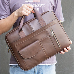 Men's Leather Briefcase Shoulder Bag Classic Large Capacity Crossbody Bags