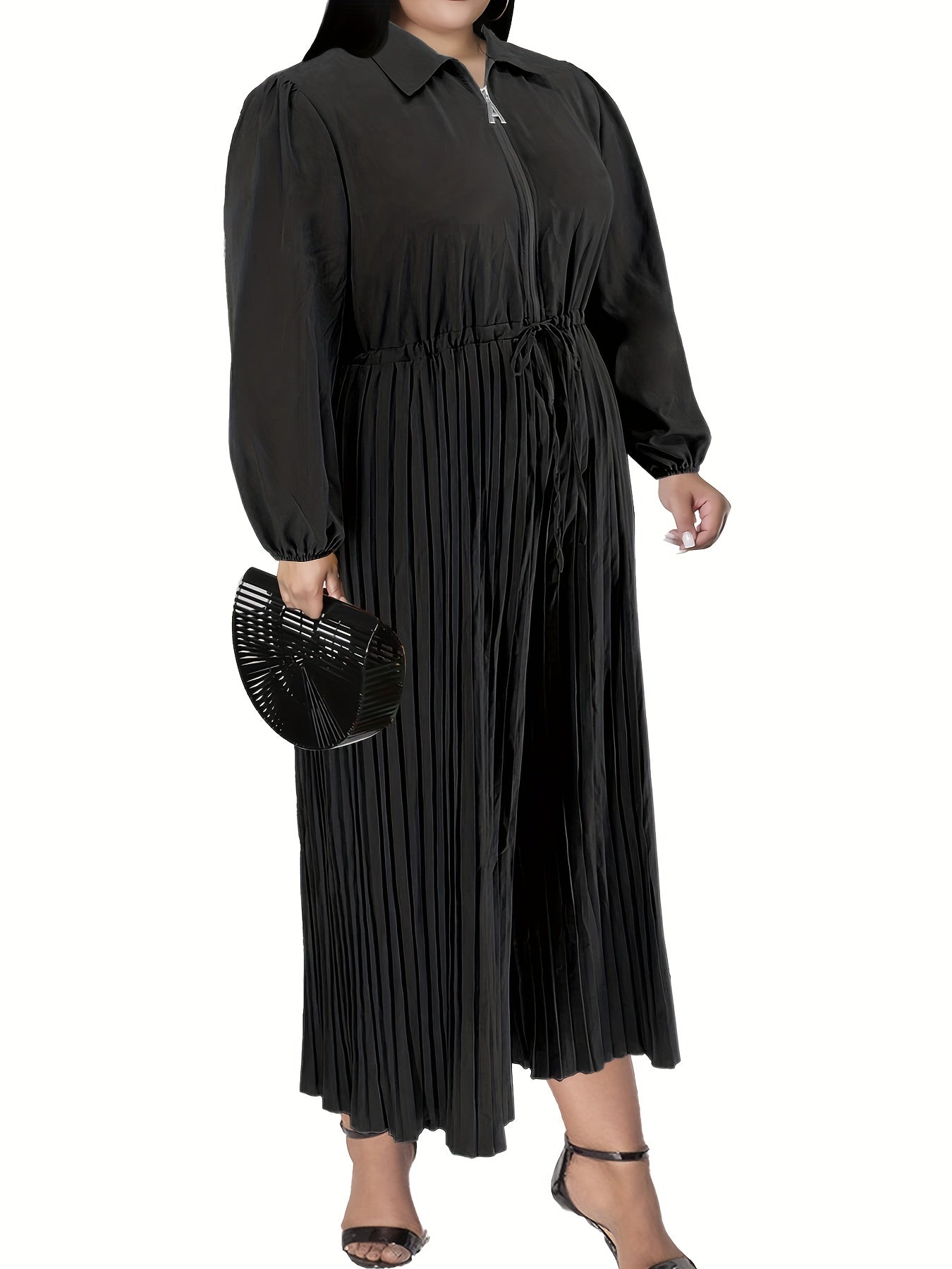 Casual Jumpsuit Women's Solid Zipper Drawstring