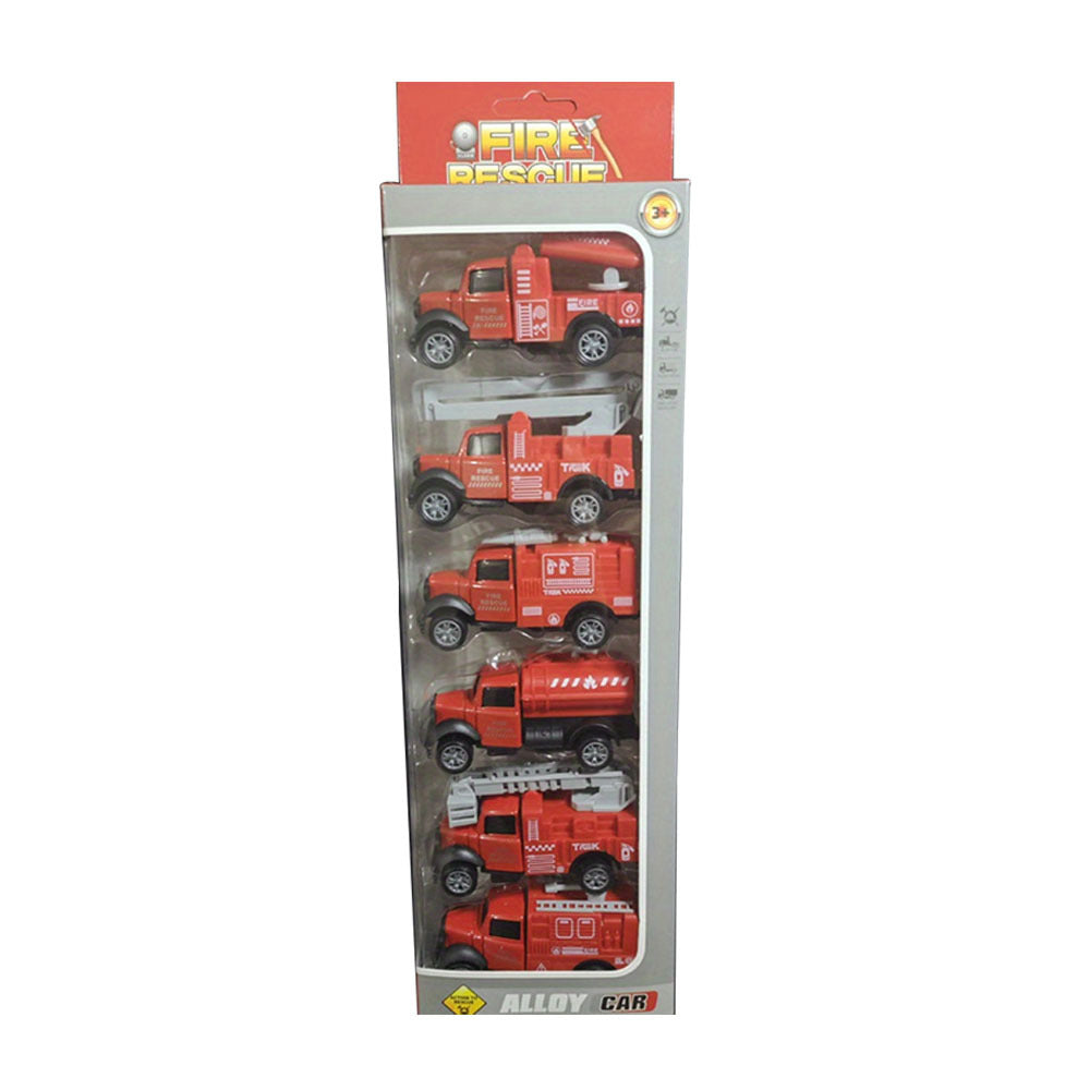 6pcs Kids Toy Cars Pull Back Fire Engine Model Boys Inertia Car