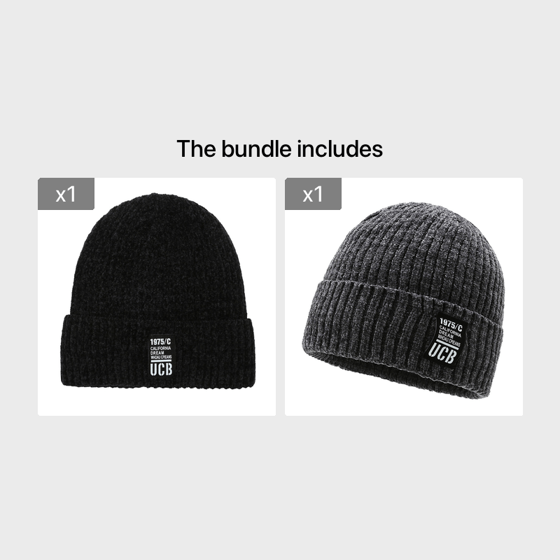 Men's Winter Plush Warm Knitting Hat Cold Proof Letter Hat