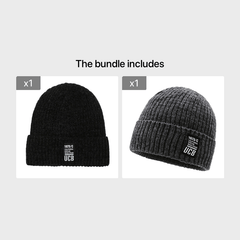 Men's Winter Plush Warm Knitting Hat Cold Proof Letter Hat
