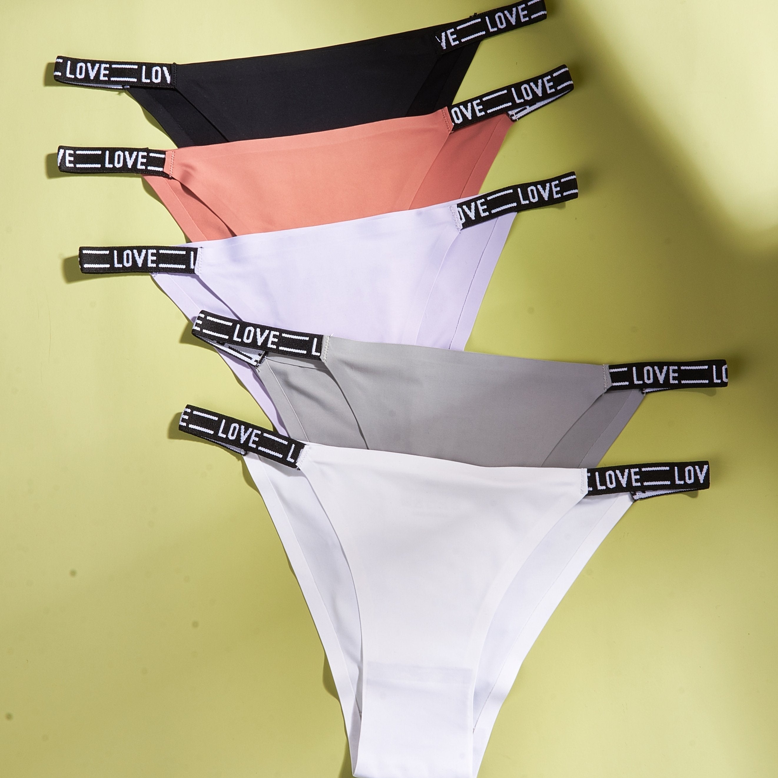 5pcs Letter Tape Panties Breathable Intimates Women's Lingerie
