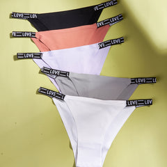 5pcs Letter Tape Panties Breathable Intimates Women's Lingerie