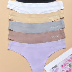 6pcs Seamless Solid Thongs Soft & Comfy Intimates Panties