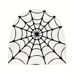 Y2K Spider Web Jacquard Beanie Gothic Skull Cap