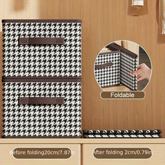 2pcs Collapsible Plaid Underwear Storage Box Large Capacity